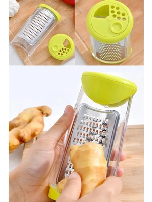 Mikasso Hazneli Ölçülü Zencefil Tarçın Peynir Rendesi Çok Fonksiyonlu Sebze ve Baharat Pratik Rende Çelik