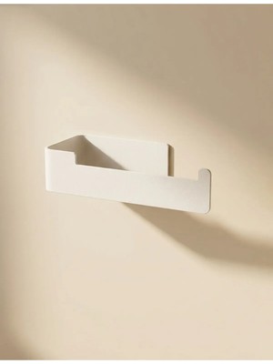 Form Design Mat Beyaz Duvara Monte Tuvalet Kağıtlığı – Raflı Modern Wc Kağıt Havluluk, Delmeden Montaj Seçenekli