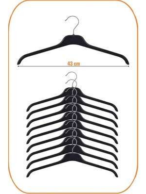 Mikasso Plastik Üst Giyim Askısı, Gömlek Askısı, Tişört Askısı, Bluz Askısı, Tunik Askısı, Siyah, 20 Adet Pl