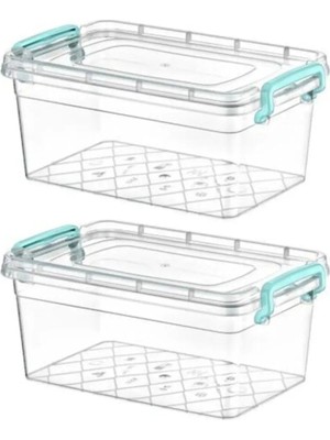 Mikasso Plastik Kutu Kapaklı Saplı Saklama Kabı 5.5 Litre (20 x 31 x 13) 2li Plastik Turuncu
