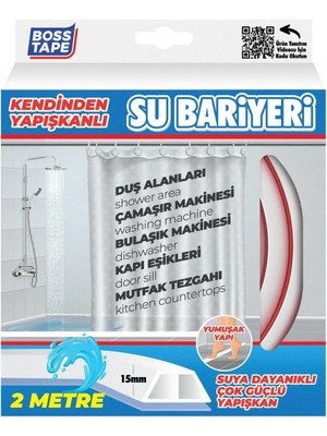 Mikasso Yapışkanlı Duş Kapı Mutfak Tezgahı Etrafı Su Kesici Bariyer Beyaz 2mt