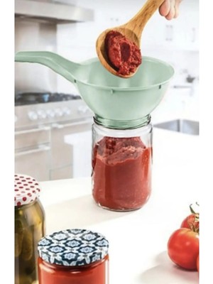 Mikasso Geniş Ağız Düzenli Kavanoz Reçel Baharat Büyük Konserve Hunisi Plastik