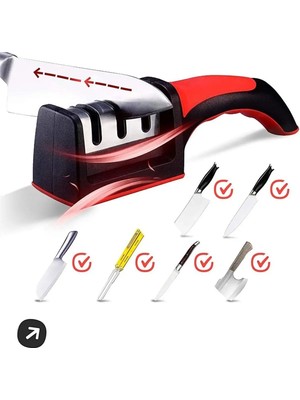 Mikasso Profesyonel Bileyici Çeyizlik Bıçak Bileme Aleti Ergonomik Saplı 3 Açılı Bıçak Satır Bileyi