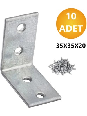 Mikasso L Demiri Mobilya Eşya Dolap Duvara Sabitleme Köşebent Bağlantı Aparatı Gönye 35X35X20 mm 10 Adet. gr