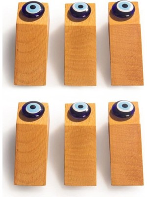 Mikasso 6 Adet Ahşap Kapı Stoperi Nazar Boncuklu Kapı Durdurucu