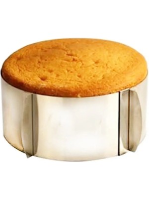 Mikasso - Yuvarlak Ayarlanabilir Pasta Kek Pandispanya Çemberi 9 cm Cake Mold, Stainless Steel Çelik Gri
