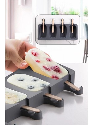 Mikasso Magnum Dondurma Kalıbı Pratik 4lü Magnum Silikon Dondurma Kalıbı Silikon Gri