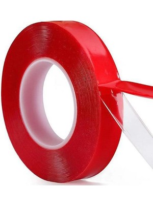 Mikasso 2 Adet Silikonize Çift Taraflı Bant Montaj Bandı Şeffaf 24 mm x 2 Metre Şeffaf