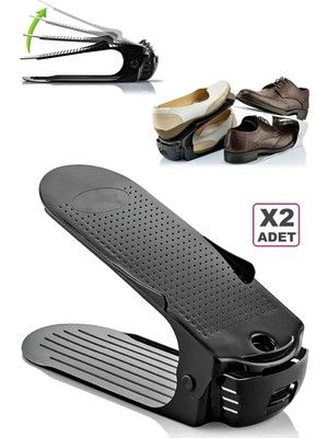 Mikasso 2li Ayarlanabilir 4 Kademeli Ayakkabı Rampası Düzenleyici Yükseklik Ayarlı Ayakkabılık Terlik Seti P