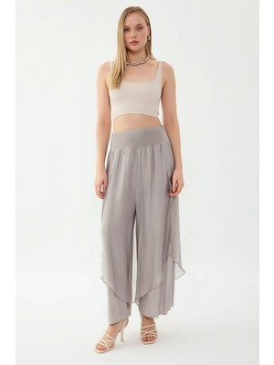 Vitrin Yüksek Bel Lastikli Ipek Pantolon
