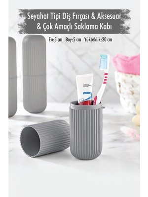 Mikasso Gri Seyahat Tipi Diş Fırçası & Aksesuar Kutusu & Çok Amaçlı Saklama Kabı Akrilik Çok Renkli Tr