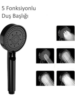 Mikasso 5 Fonksiyonlu Siyah El Duşu Bej Krom Kaplama