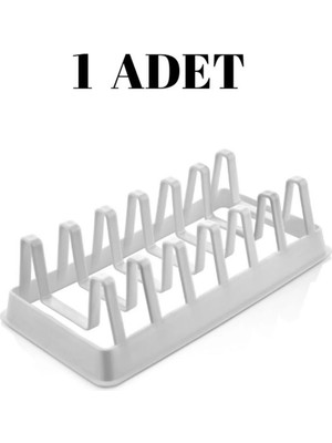 Mikasso Tencere Kapağı Organizeri - 6 Bölmeli Tencere Kapak Rafı Plastik Beyaz Tr