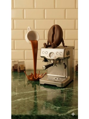 Kahve Köşesi Dekoratif Kahve Çekirdeği Figürü ve Sihirli Fincan Seti