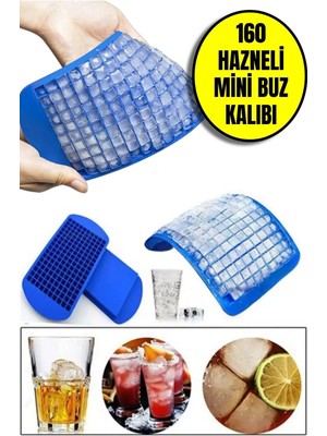 Mikasso 160'LI Mini Küp Şekilli Silikon Buzluk - Mini Küplü Sunum Buz Kalıbı Silikon