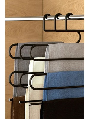 Mikasso 3 Adet Siyah Metal 5 Katlı Pantolon Eşarp Askısı Metal Gri