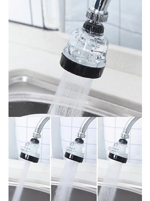 Mikasso Şeffaf Tasarruflu Oynar Başlık Tazyikli Eviye Musluk Spiral Batarya Ucu 3fonksiyonlu