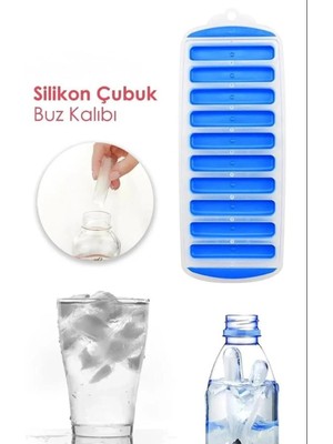 Mikasso 9 Bölmeli Çubuk Model Buz Kalıbı Şişe Buzu, Buzluk Silikon