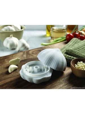 Mikasso Sarımsak Şeklinde Plastik Sarımsak Ezici Rondo ve Saklama Kabı Mavi Gore