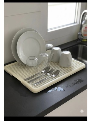 Mikasso Bulaşık Kurutmalık Tezgah Üstü & Süzdürmatik Kurutma Süzdürme Plastik Beyaz