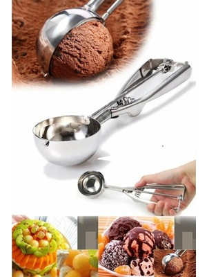 Mikasso Paslanmaz Çelik Dondurma ve Helva Servis Kepçesi Paslanmaz Çelik Gümüş