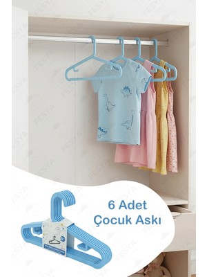 Mikasso Hola 6'lı Çocuk-Bebek Askısı Mavi Plastik Mavi Tr