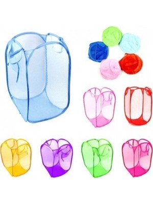 Mikasso Çok Amaçlı Katlanır Oyuncak Filesi ve Pratik Çamaşır Sepeti Kumaş Pembe 30 x 50 Cn