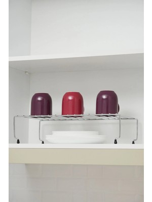 Mikasso Genişletilebilir Krom Raf Dolap Içi Organizer Mutfak ve Banyo Düzenleyici Büyük Boy Metal Gri Tr