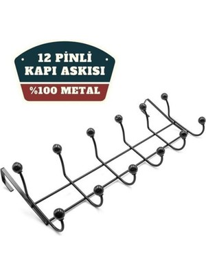 Mikasso 6'lı Metal Siyah Kristal Top Kapı Arkası Askılık - Metal - 1 - Siyah