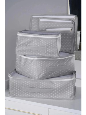 Mikasso Puantiye Valiz Bavul Düzenleyici 6 Parça Gri