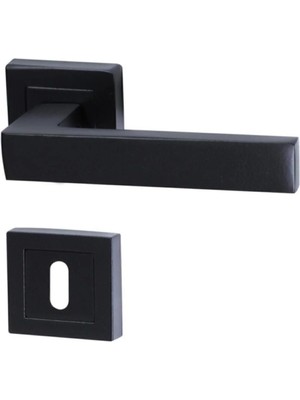 Mikasso Avanti Siyah Kare Rozetli Kapı Kolu Oda ( 1 Takım=2 Adet Kapı Kolu 2 Adet Alt Rozet ) Metal