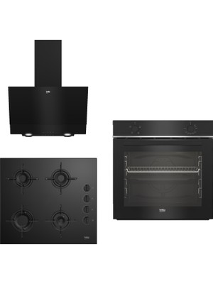 Beko New Black Star 3 Lü Ankastre Set Bfc 210 S - Bocd T 6011 Es - Bde 6050 S Siyah Cam Yüzeyli A Enerji Sınıfı Modern Mutfak Uyumlu