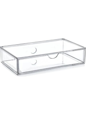 Mikasso Büyük Çekmece Kutu Raf Düzenleyici Makyaj Takı Organizer Lüks Takı Mücevher Kutusu Plastik Beyaz Tr