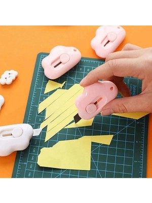 Mikasso Minik Taşınabilir Sevimli Bulut Şeklinde Falçata - Maket Bıçağı 1 Adet Pembe