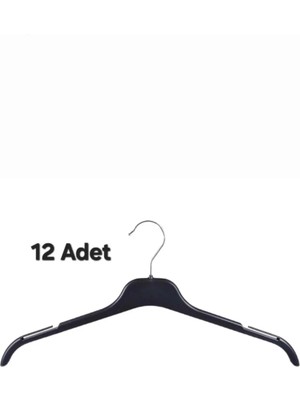 Mikasso 12 Adet Elbise Tişört Kazak Bluz Atlet Askı Plastik Siyah Tr