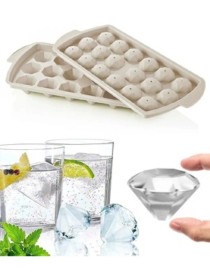 Mikasso Kapaklı Elmas Şekilli Buz Kalıbı 18 Bölmeli Sert Plastik Plastik
