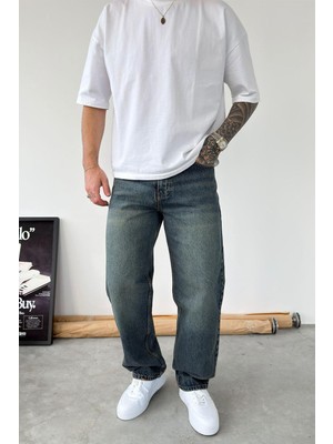 HAFKA Vintage Mavi Basic Baggy Fit Pantolon