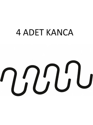 Mikasso 4 Adet, Siyah Renk, 7,5 Cm, Metal Kanca, S Kanca, Es Kanca, Banyo Kanca, Demir Kanca Metal Siyah