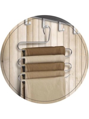 Mikasso 5 Katlı Pantolon Askısı Plastik Metalik