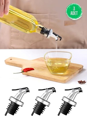 Mikasso Yağdanlık Ucu 3'lü Şişe Ucu Tıpası Akıtmaz Yağlık Cam Şişe Başlığı Limon Sirke Sıvıyağ Şişesi Aparat
