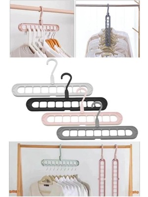 Mikasso 5 Adet Sihirli Elbise Askısı 9 Gözlü Akıllı Askı Sihirli Beyaz