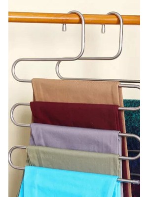 Mikasso 5 Katlı Metal Pantolon ve Eşarp Askısı Metal