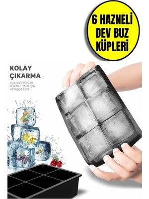 Mikasso Büyük Buz Küpü Kalıbı, Kokteyl, Meşrubat Silikon Eski Moda Buz Kalıbı Silikon