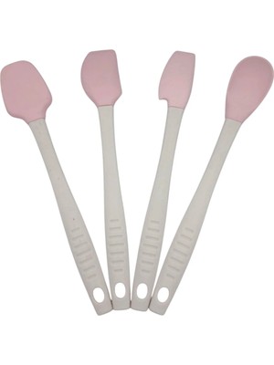 Mikasso Silikon 4lü Spatula Kaşık Seti Silikon Pembe