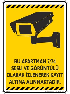 Mikasso 25X35CM/ETIKET/BU Apartman 7/24 Sesli ve Görüntülü Olarak Kayıt Altına Alınmaktadır/v2