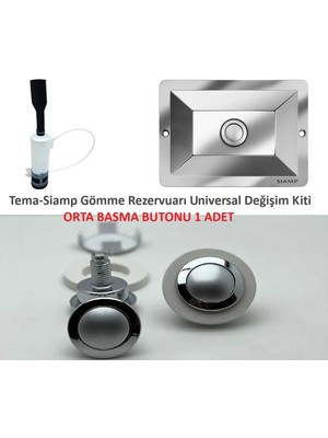 Mikasso Gömme Rezervuarı Universal Değişim Kiti Orta Basma Buton Tuşu 1 Adet Rezervuar Iç Takım Gümüş 1 Yıl