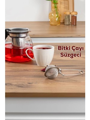 Mikasso 16563-8 Paslanmaz Çelik Doğal Bitki Çayı Demleme Süzgeci - Maşalı Çay Demleme Süzgeci Çelik