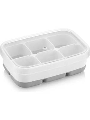 Mikasso Lüks 3 Lü Yapışmaz Kapaklı Mini Buzluk 6 Bölmeli Ice Box 11,3x7,5x3,7cm (Renkli) Plastik