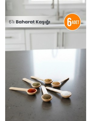 Mikasso 6lı Ahşap Küçük Ölçek Baharat Kaşığı - Oval Ahşap Kahverengi