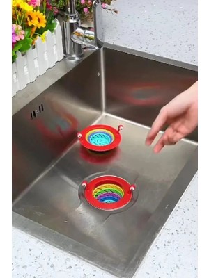 Mikasso 6 Kademeli Renkli Lavabo Süzgeçi Lavabo Mesh Süzgeç Kapağı Banyo Mutfak Süzgeci Plastik